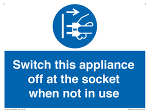 Switch this appliance off at the socket when not in use